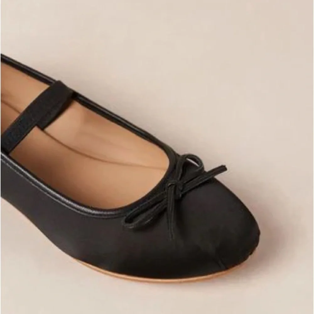 Free People ALOHAS Black Satin Mary Jane Ballet Flats - Picture 2 of 3